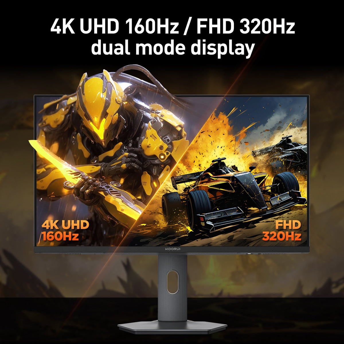 KOORUI S2741LM 27インチ デュアルモード IPS/Mini LED UHD 160Hz/FHD 320Hz ゲーミングモニター