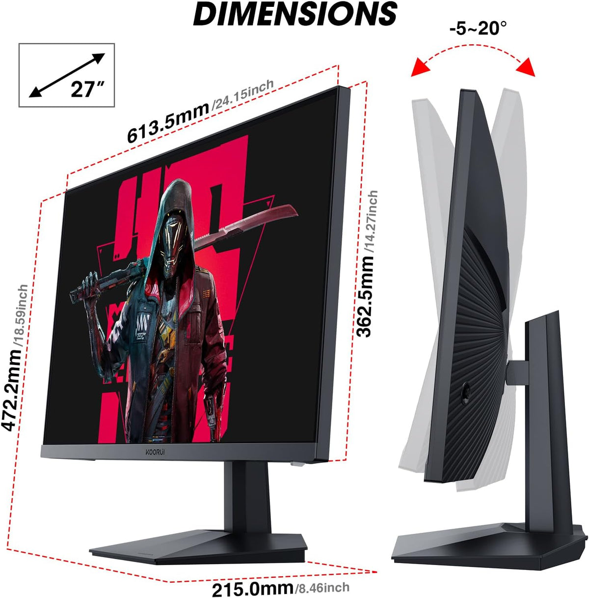 KOORUI GN02 27インチ VA フルHD 240Hz ゲーミングモニター