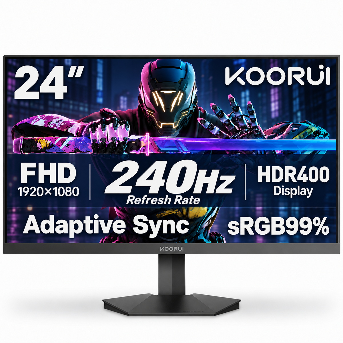 KOORUI ゲーミングモニター 24インチモニター240Hz FHD ディスプレイ1ms VA HDR sRGB99% HDMI DP VESA