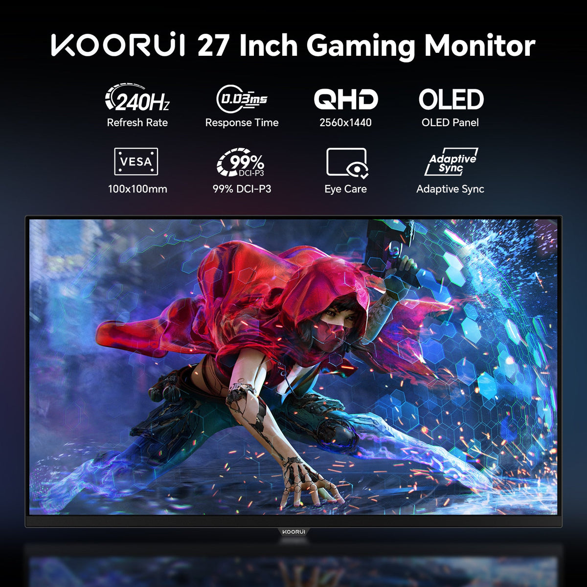 KOORUI S2721XO 27インチ OLED QHD 240Hz ゲーミングモニター
