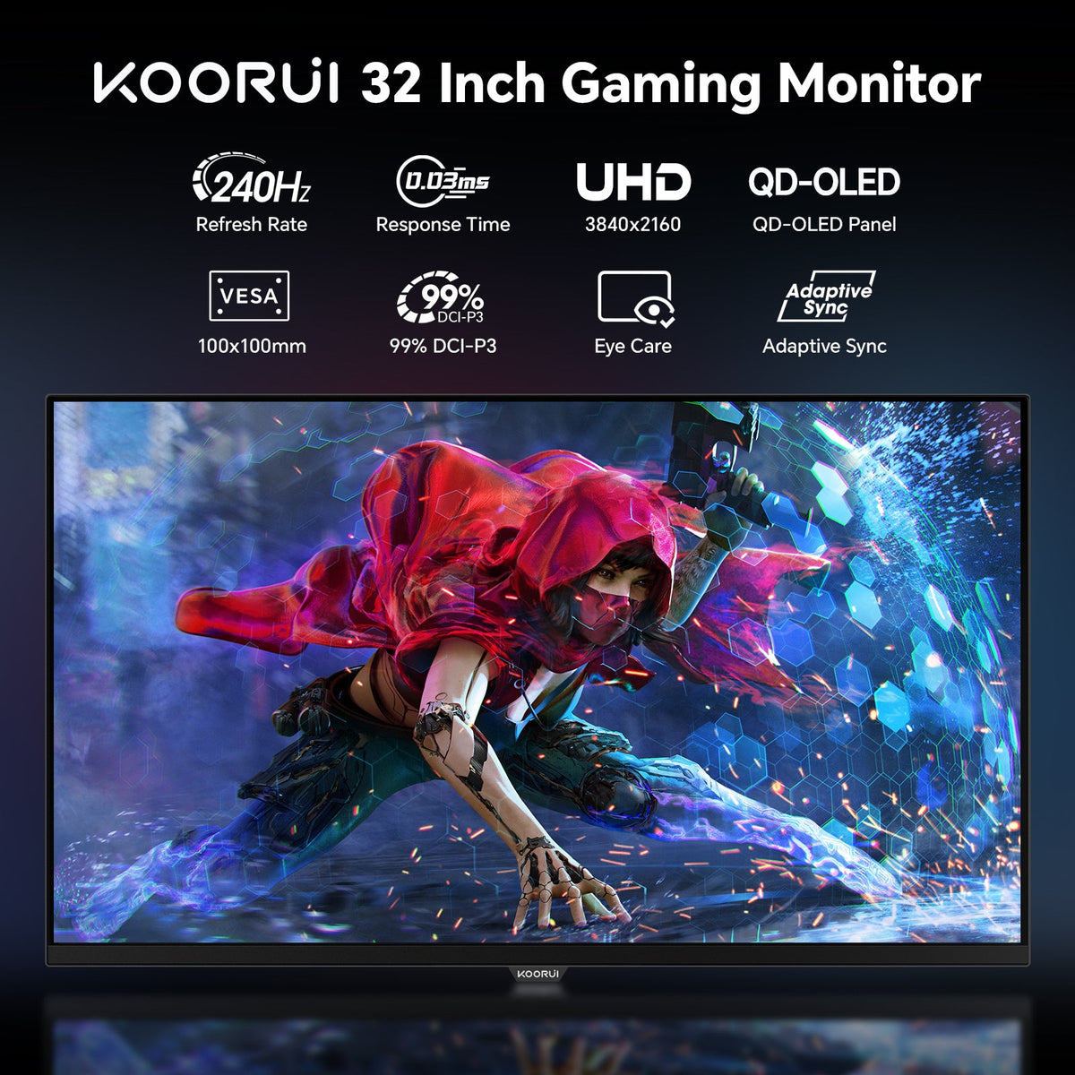 KOORUI S3241XO 31.5インチ OLED UHD 240Hz ゲーミングモニター