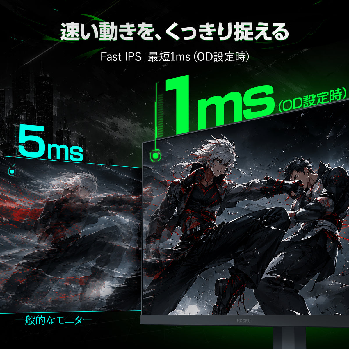 KOORUI ゲーミングモニター 27インチ デュアルモード WQHD 144Hz/FHD 260Hz Fast IPS 1ms HDR400