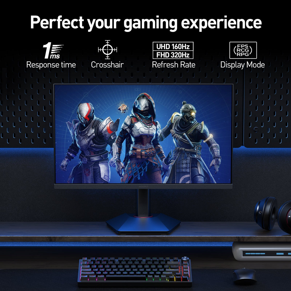 KOORUI G2741L 27インチ IPS 4K UHD デュアルモード UHD 160Hz/FHD 320Hz ゲーミングモニター