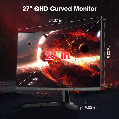 KOORUI 27E6QCA 27インチ VA QHD 180Hz 曲面ゲーミングモニター
